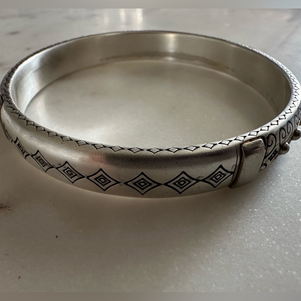 Brighton Two Tone Scrolled and Studded Bangle Bracelet - Picture 2 of 5